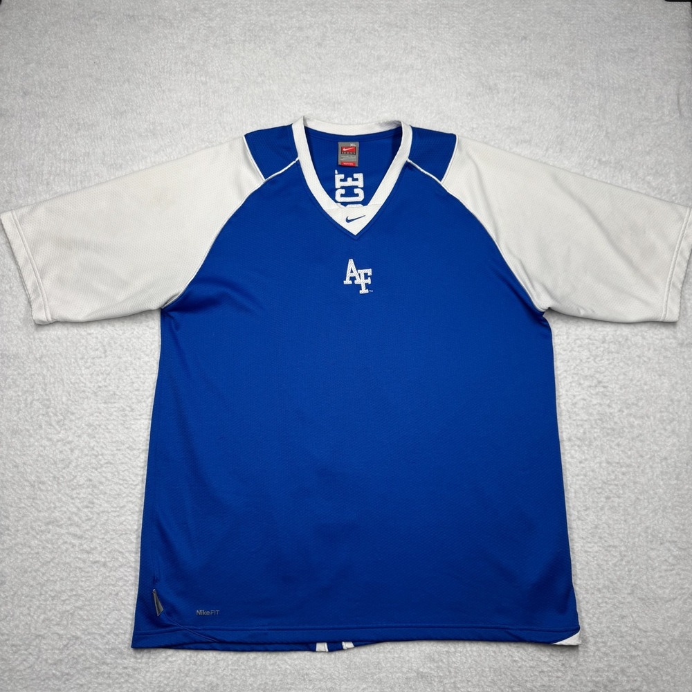Vintage Air Force Falcons Jersey Shirt Blue and White Short Sleeve Men's Size XL